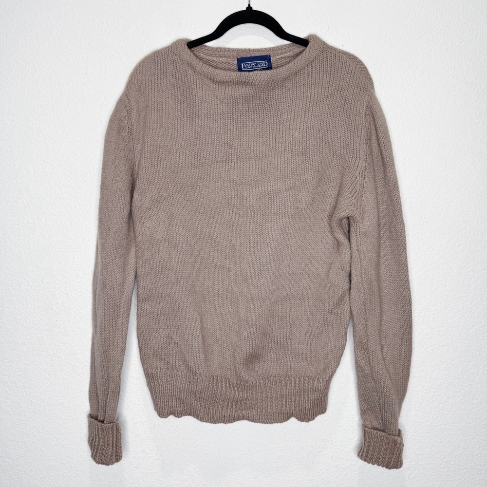 Vintage Lands End 100% Wool Grandpa Sweater Heavy Knit